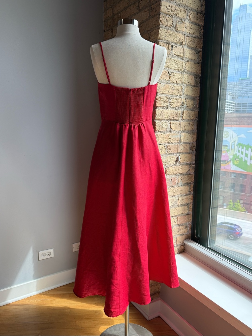Reformation Monette Linen Dress in Cherry - Picture 10 of 14